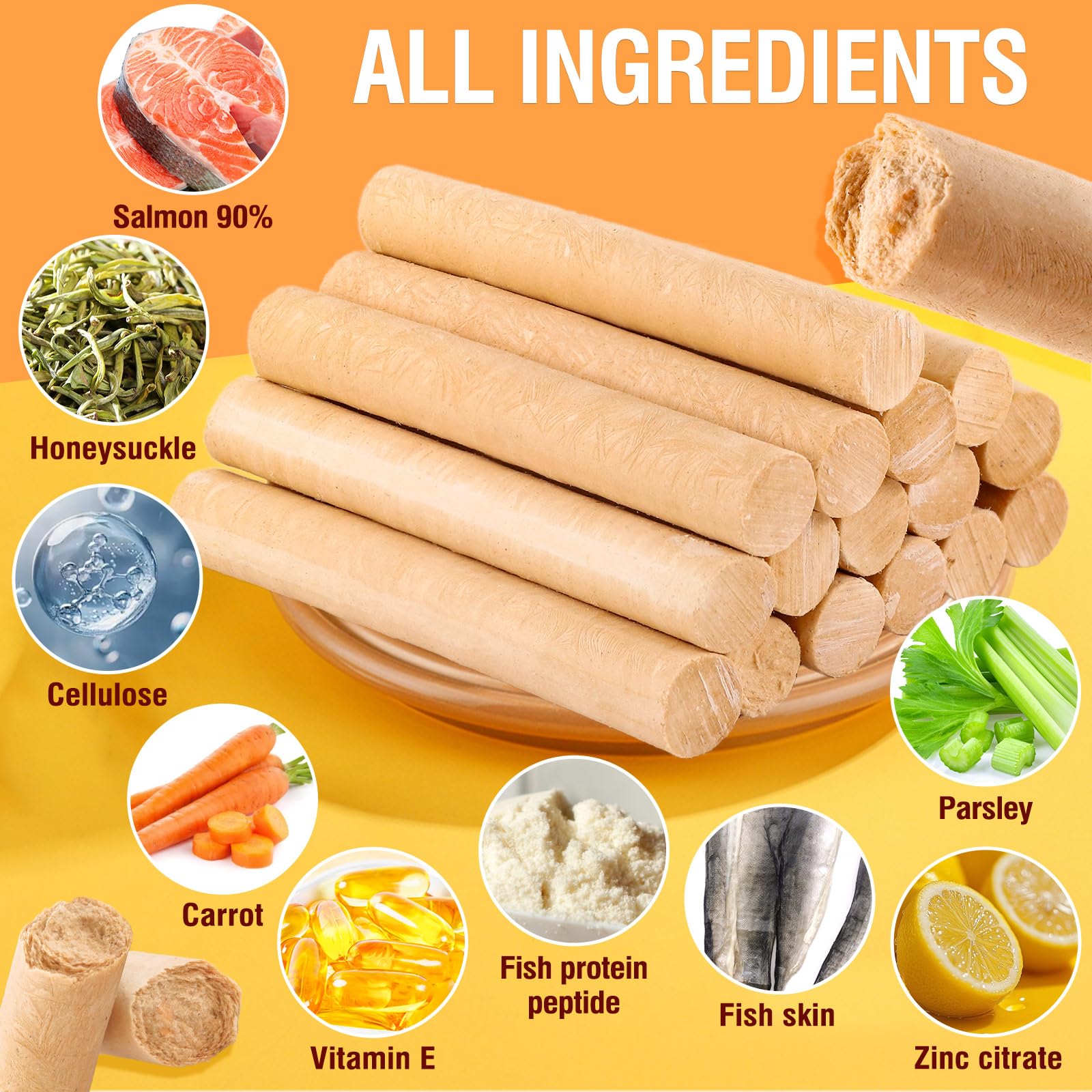 100g Salmon Sticks for Dogs,Bastoncini Di Salmone Per Cani,Vero Salmone E Carote,Facilmente Digeribile,Trattamento Per Cani Ad Alto Contenuto Proteico,Rinfresca L'alito Sano