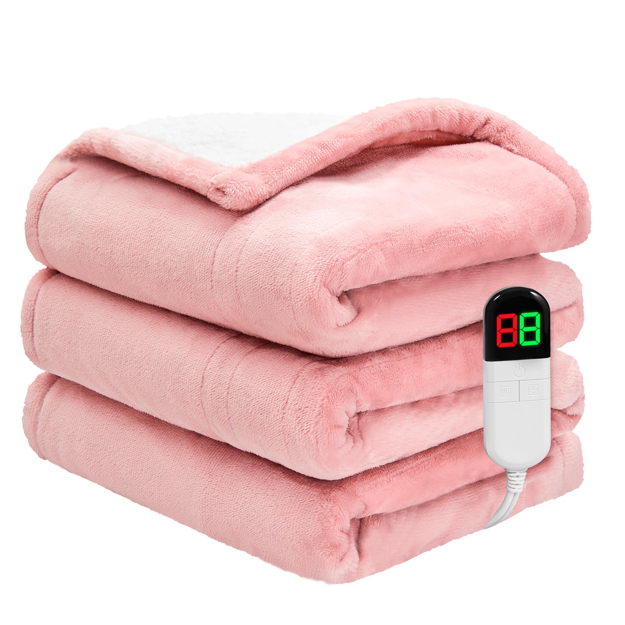 PTQ Flannel Electric Twin Blanket Pink