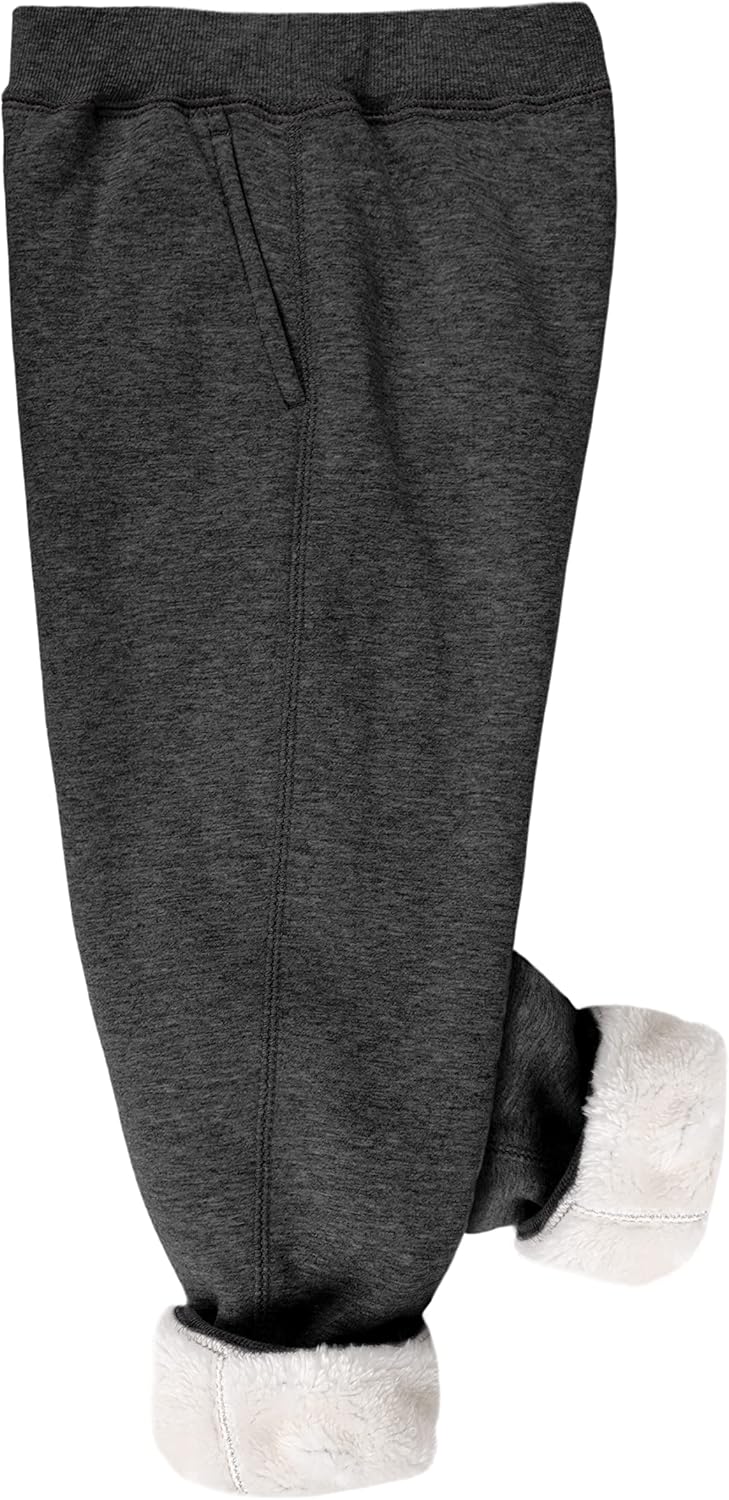 Yeokou Unisex Boys Girls Kid's Sherpa Lined Athletic Jogger Fleece Sweatpants