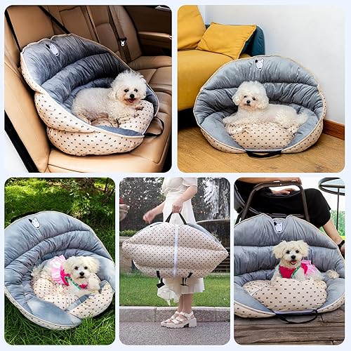 Miniatura 7 de Asiento de automóvil para perros con almohadillas lavables de entrenamiento para cachorros medianos y pequeños, desmontable y portátil, asiento