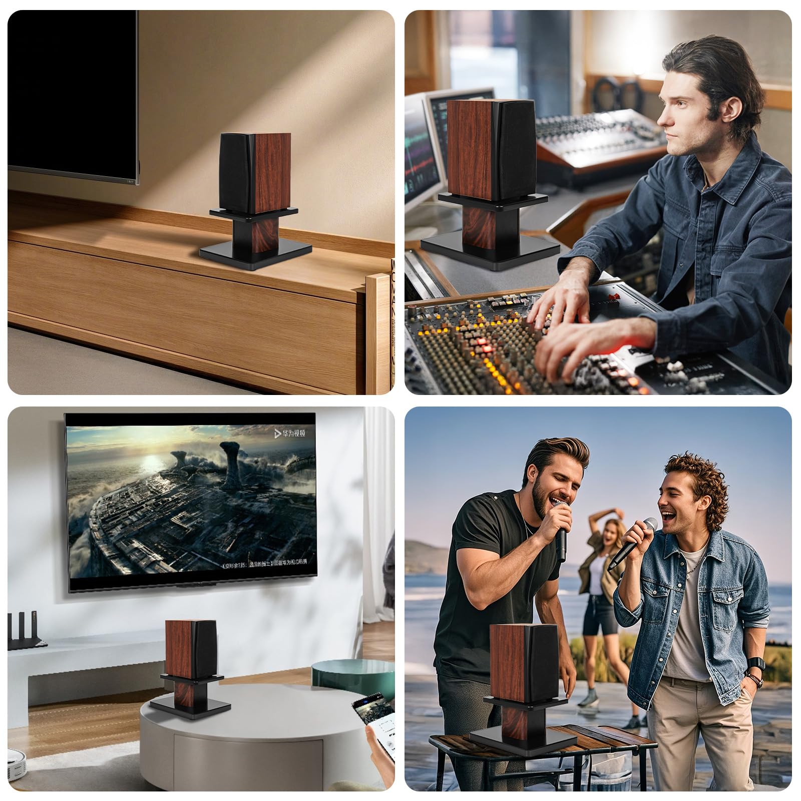 Coppia di supporti per altoparlanti in legno da 15 cm, per home cinema HiFi desktop e satellitari