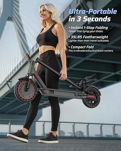 Miniatura 16 de Scooter eléctrico – Neumático sólido de 8.5"/10", potente motor de 350 W/500 W, velocidad máxima de 19 MPH, rangos máximos de 16 a 22 millas, carga