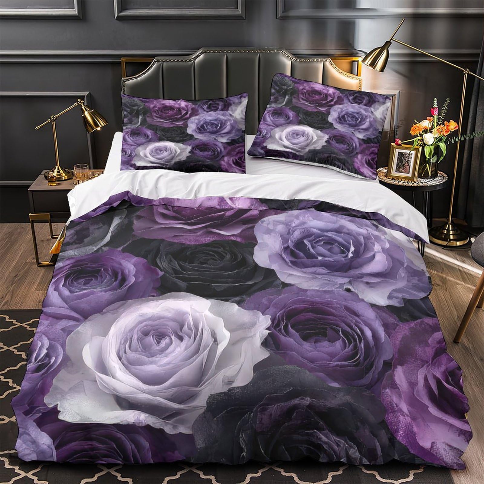 Housse de couette 3D motif floral botanique finitions premium