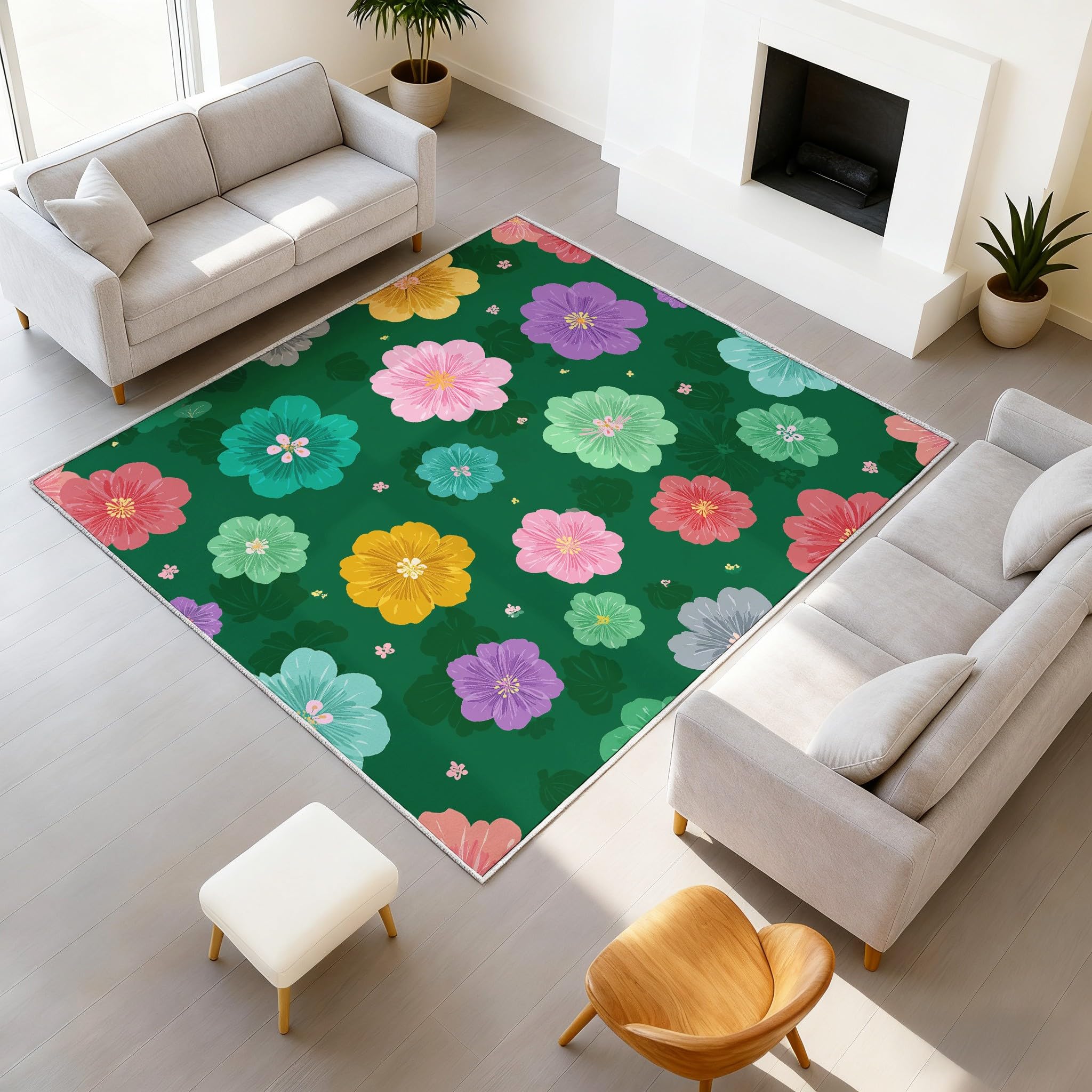 Tapis de chambre moderne antidérapant lavable pour éviter les glissades