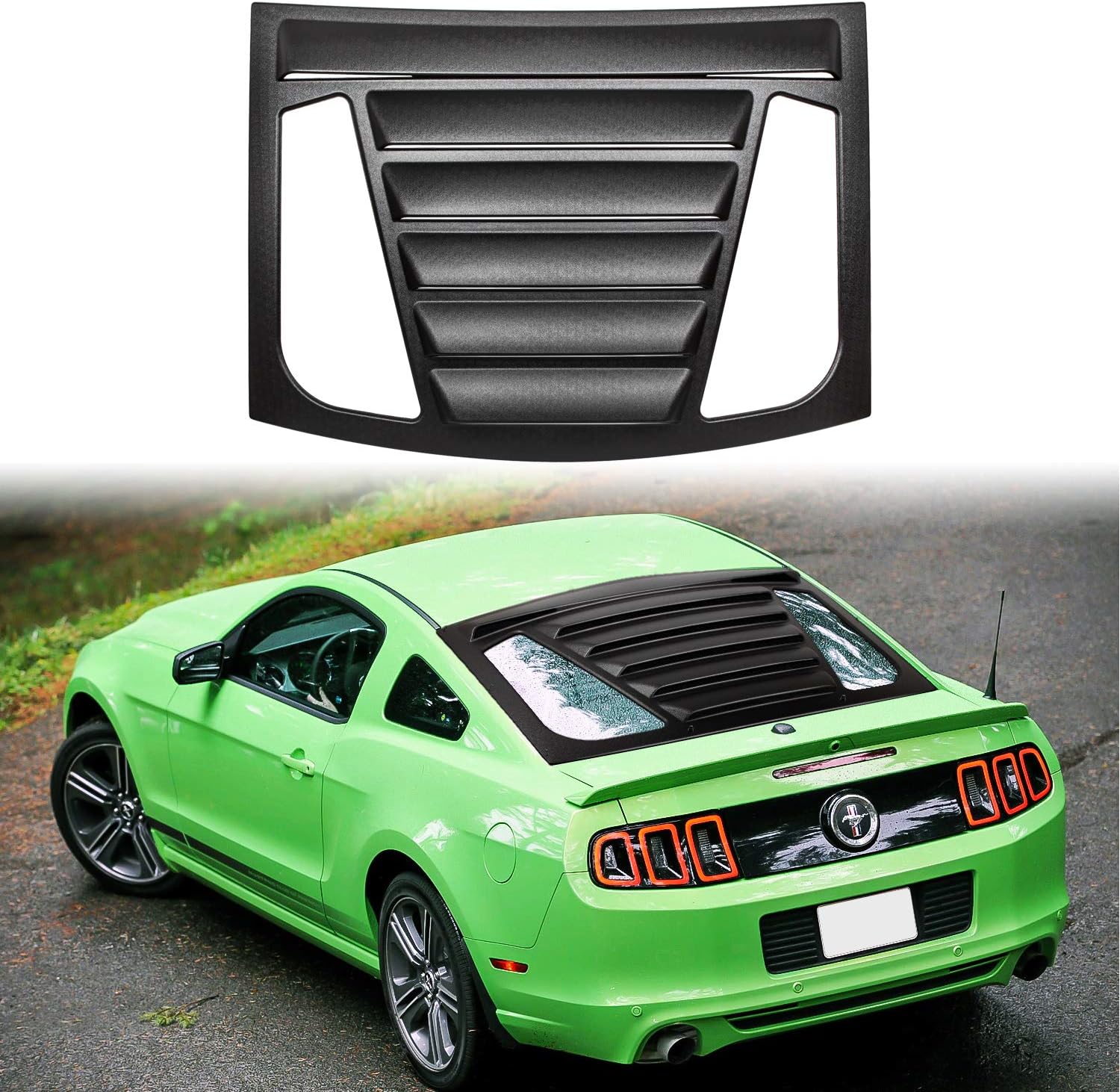 Rear Window Louvers Fit for Ford Mustang 2005-2014 Matte Black ABS Window Visor Sun Shade Cover Vent