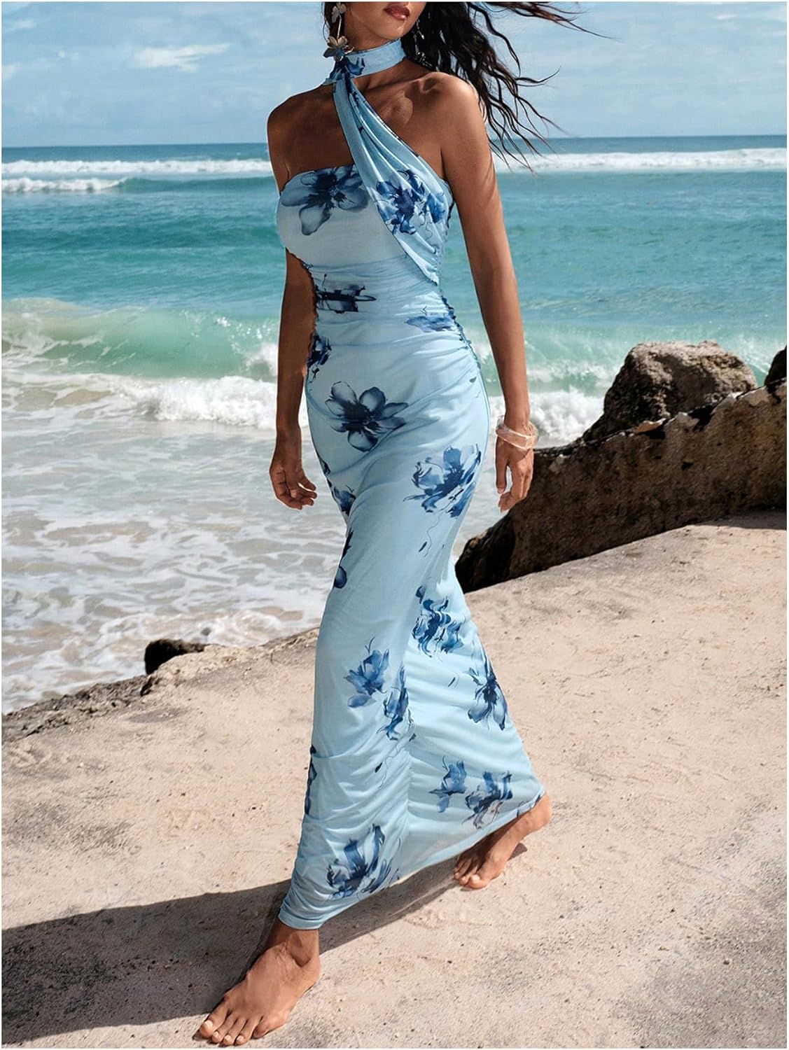 Floerns Women's Floral Print Strapless Tube Dress Vacation Bodycon Long Dresses - Image 2