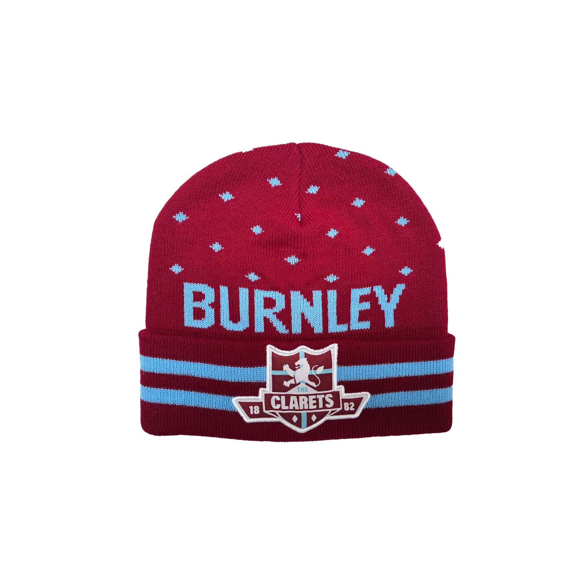Beyond Happy Burnley Football Bronx Hat – Unisex Winter Beanie Hat with Embroidered Clarets Club Patch (Bronx Hat)
