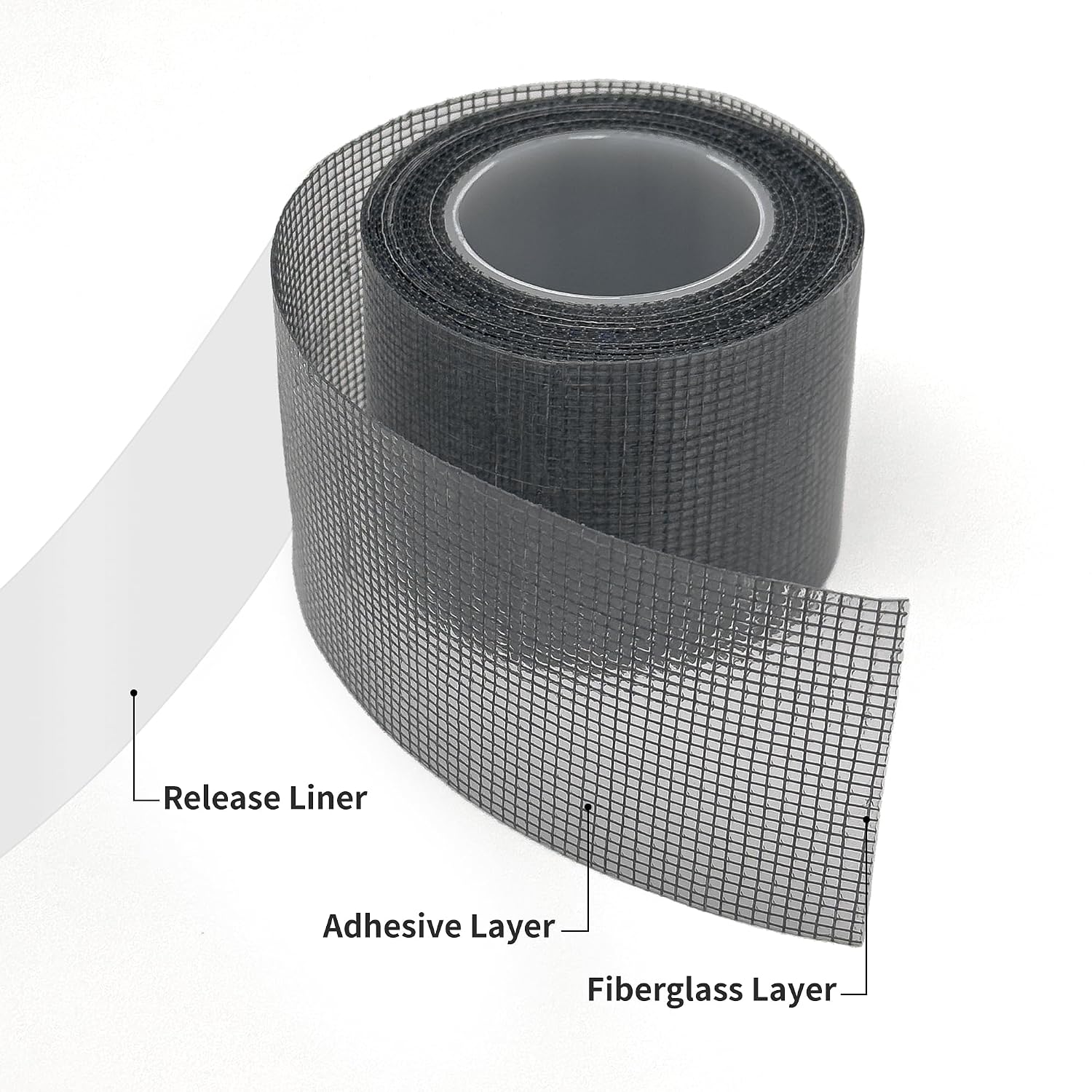 SANKEMU Grey Window Screen Repair Kit 16.5FT 3-Layer Strong Adhesive & Waterproof Tape Fiberglass Covering mesh, Repair for Window Screen and Screen Door tears Holes