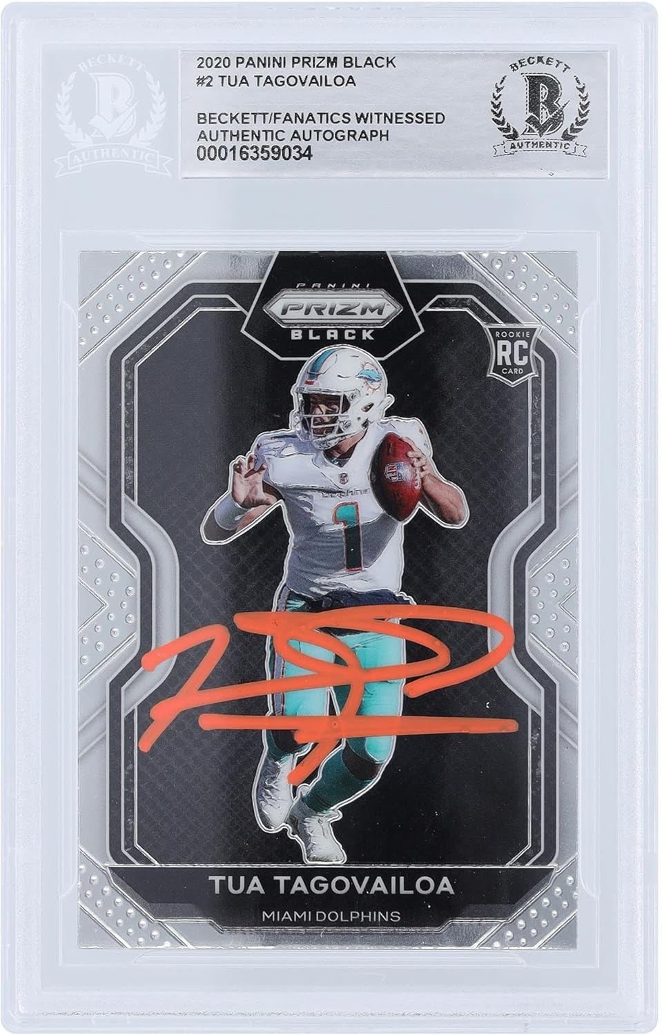 Tua Tagovailoa Miami Dolphins Autographed 2020 Panini Prizm Orange Ink #PB-2 Beckett Fanatics Witnessed Authenticated Rookie Card - Football Slabbed Autographed Rookie Cards