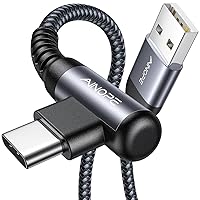 Vista 22 de AINOPE Cable USB a USB C [2 unidades, 6.6 pies] 3.1A tipo C cargador de carga rápida, cable USB C en ángulo recto para iPhone 17 Carplay, Galaxy