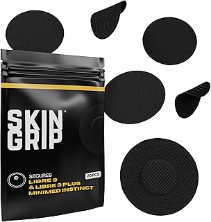 Freestyle Libre 3 Sensor Covers-Waterproof & Sweatproof Adhesive Patches for 10-15 Days (Not for Libre2), Pre-Cut CGM Diabetic Sensors Cover, Compatible with Instinct Sensors- 20 Pack, Black
