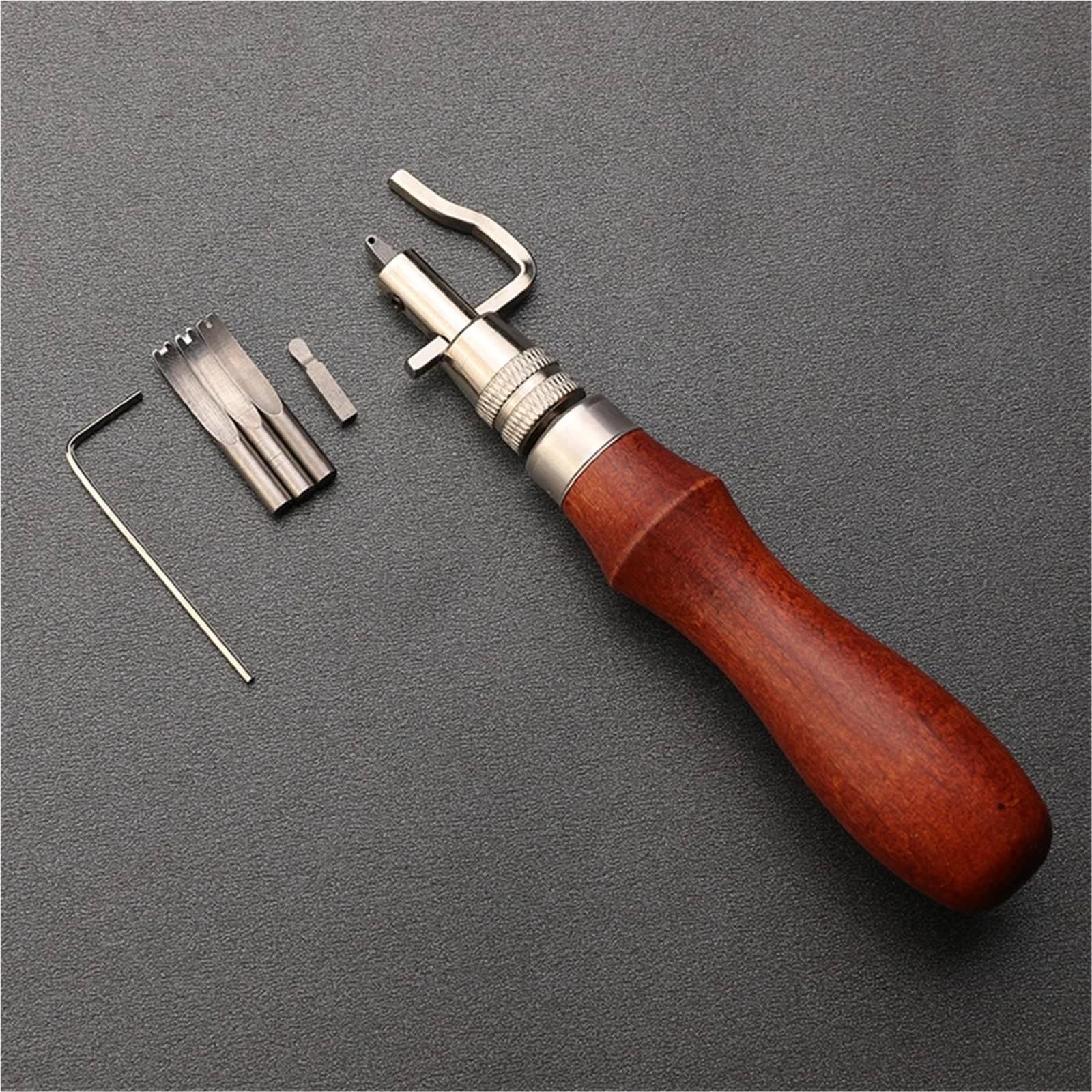 SITBXO Lederhandwerk-Werkzeugsatz, Handnähen, Nähen, Stanzen, Schnitzen, Groover, Arbeitszubehör, DIY-Lederwerkzeug-Set Buchbinder-Set(Type1)