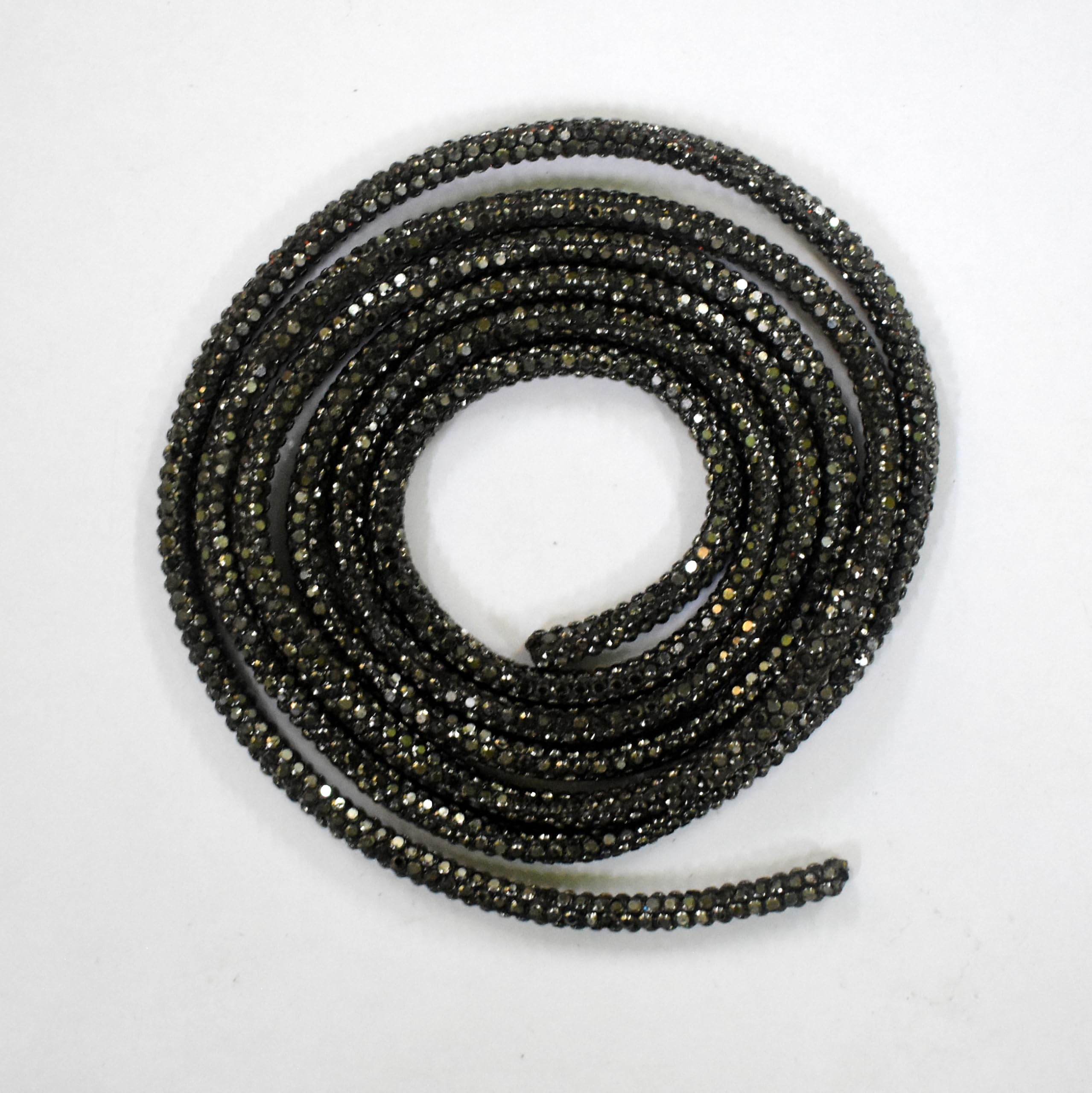 S S Mart 4mm Thick Crystal Rhinestone Rope String for Clothing, Blouse, Bow Hoodies, Earrings, Shoes, DIY Crafts, Sparkling Glitter Cord for Bridal Appliqué (Black, 200, Centimeters)