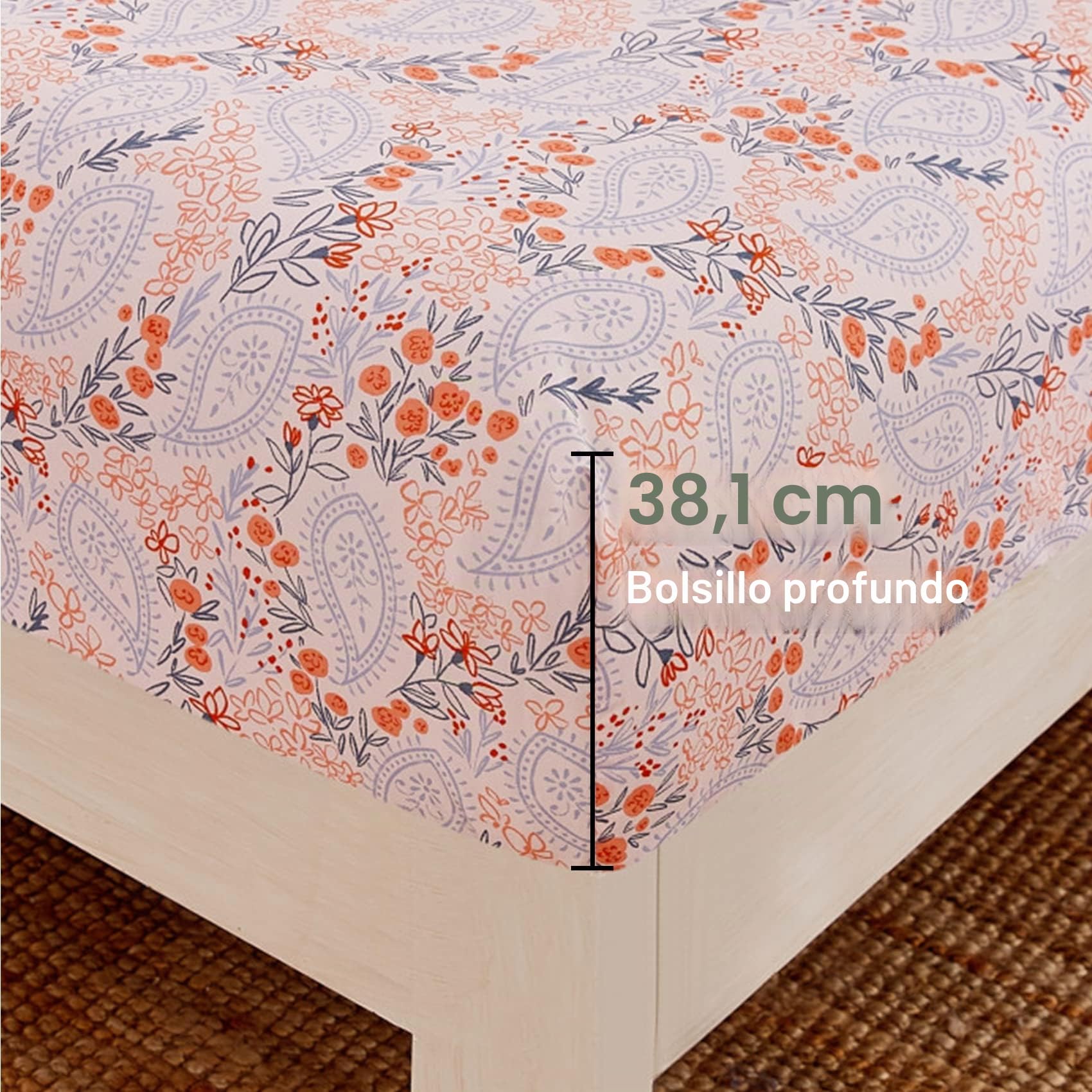 JSD Juego de sábanas de Microfibra con Estampado Floral Rosa, tamaño Queen, 4 Piezas, Suave, sin Arrugas