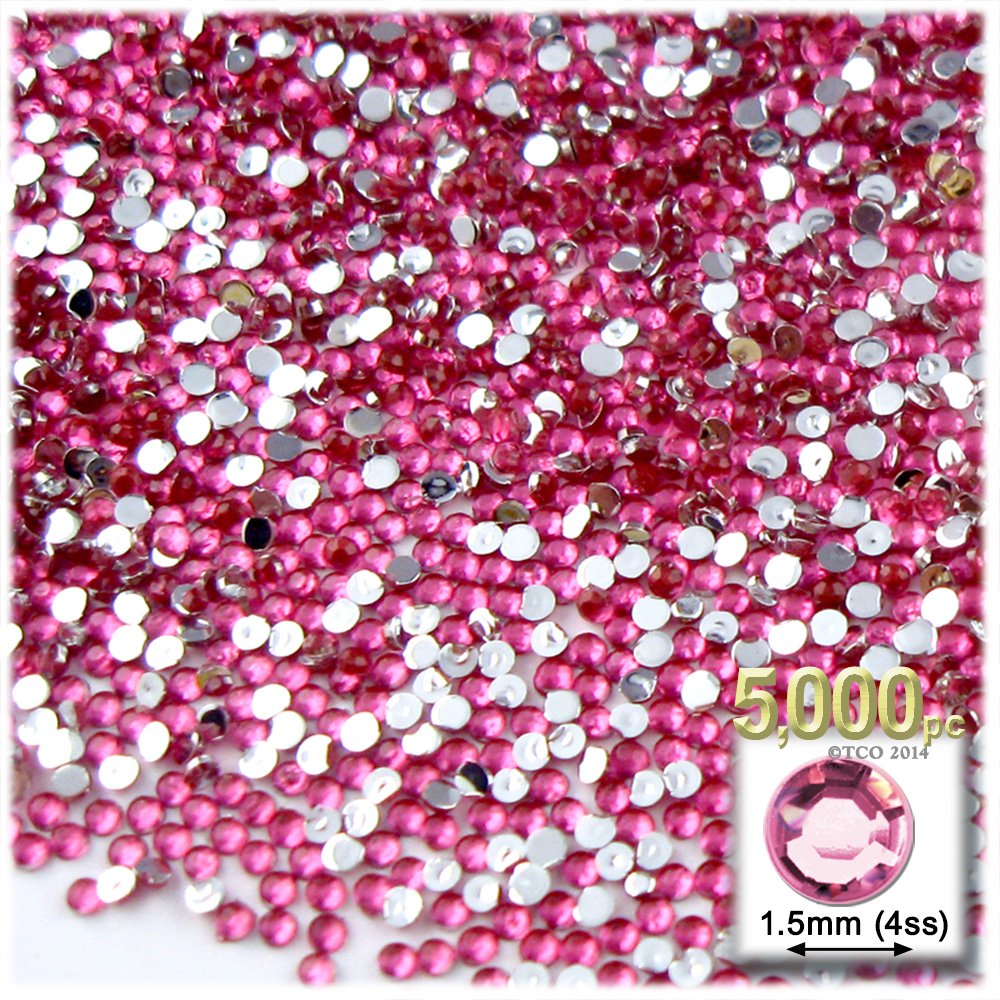 5,000pc Rhinestones Round 1.5mm Tiny for Nails - Flatback Hot Pink or Rose HPK