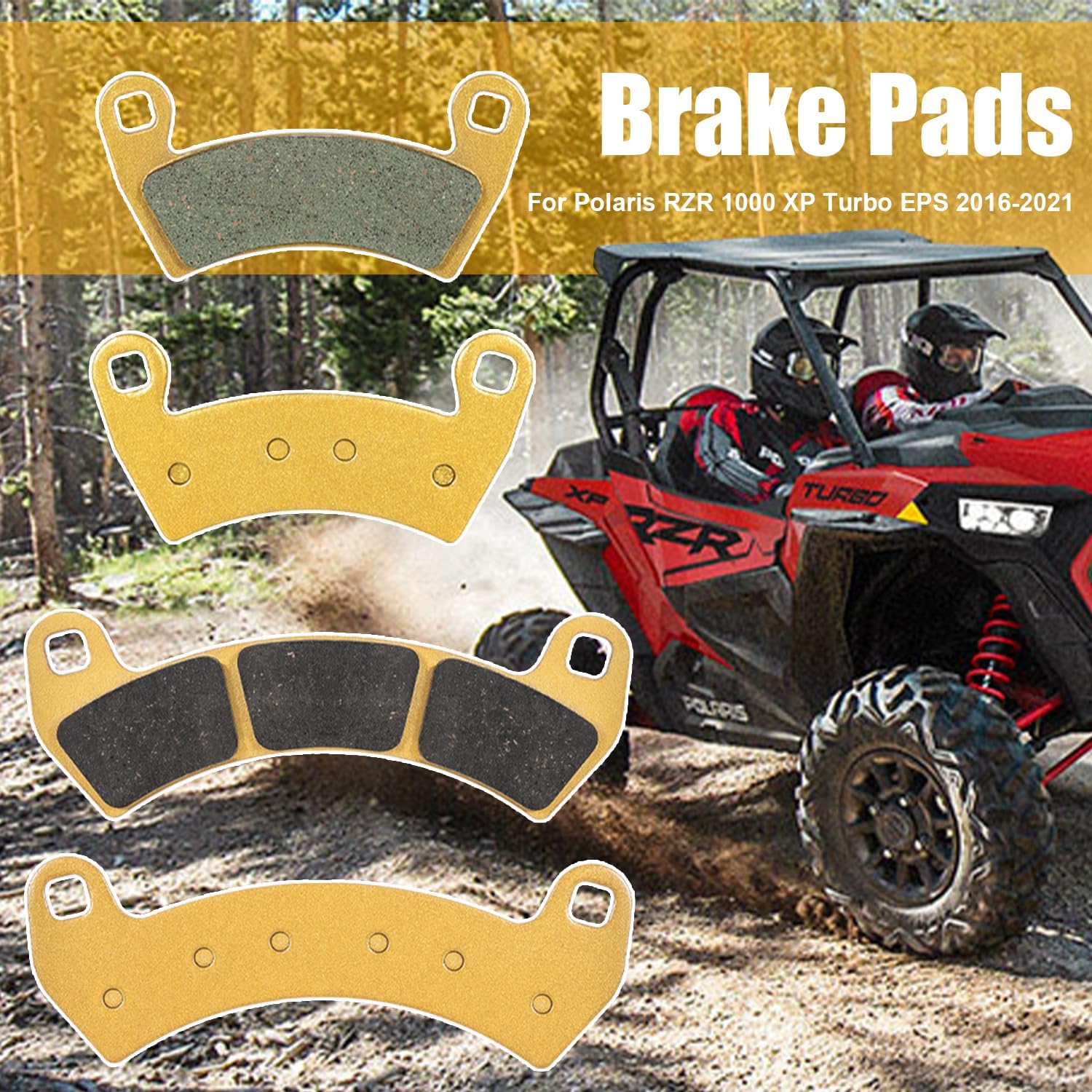 Front and Rear Severe Duty Brake Pads for Polaris RS1 RZR XP4 Turbo Brake Pads 2016-2021, for Polaris RZR Pro XP 4 2020-2026, Replaces for 2206231 2205949
