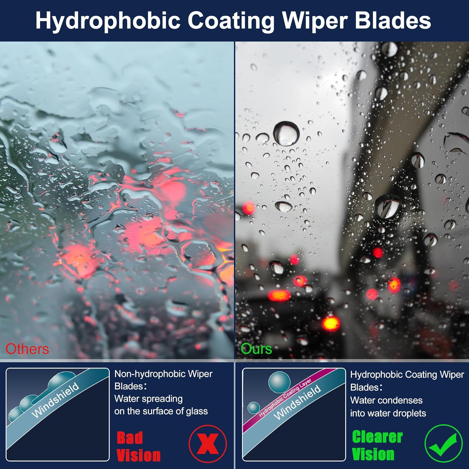 X AUTOHAUX 1 Pair 22" 22" Coating Silicone Front Windshield Wiper Blade Replacement Pair Set for VW Beetle 2011-2019 Top-Lock Not J/U Hook