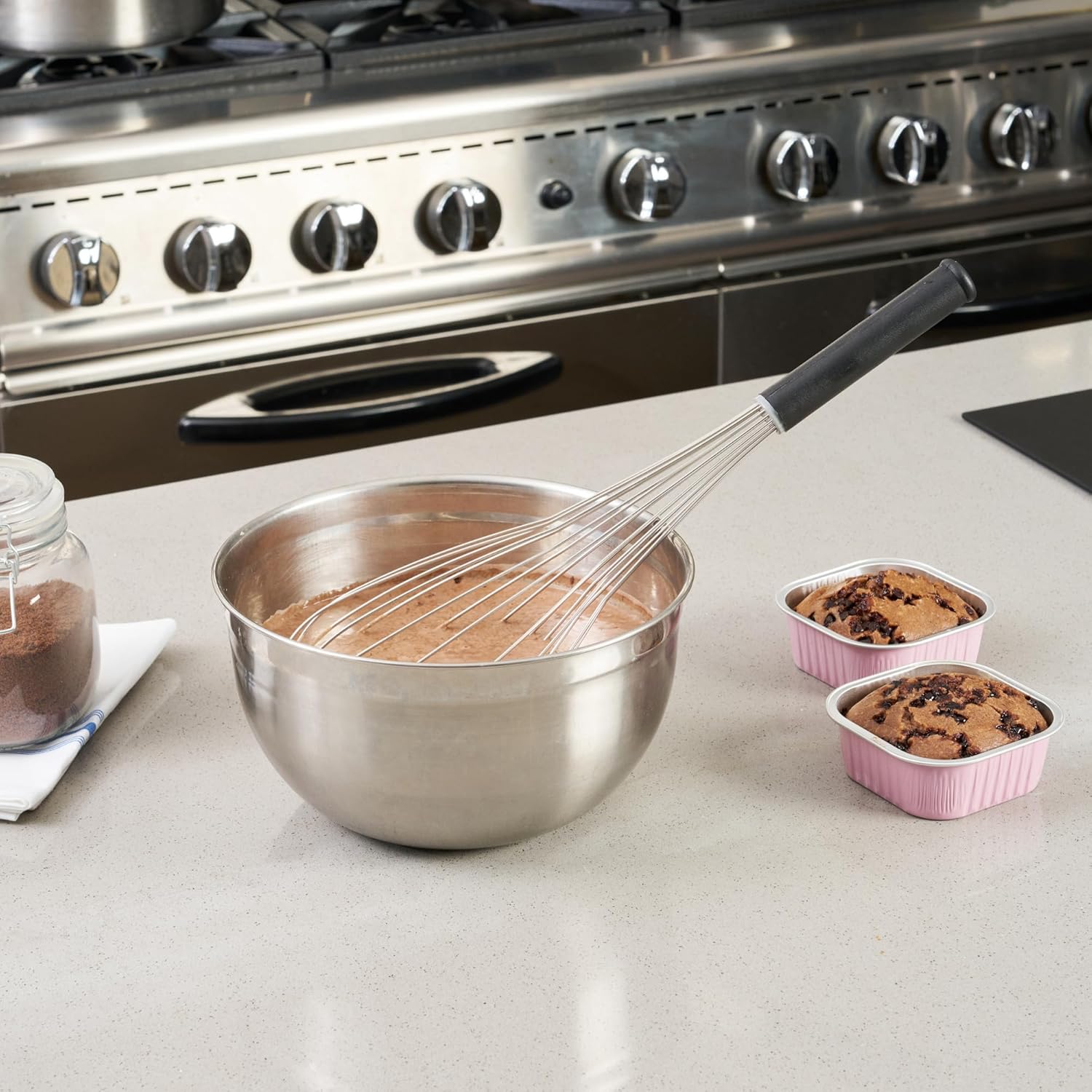 Restaurantware Met Lux 18 x 5 Inch Baking Whisk 1 Piano Whisk With Ergonomic Handle - Dishwashable Won't Corrode Stainless Steel Whisk For Whipping Baking Or Cooking