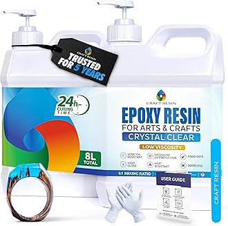 – 8L Crystal Clear Epoxy Resin Kit - Food Safe & UV Resistant for DIY Art, Wood, Jewellery Making, Coasters, Mould Casting Resin Epoxy - Low Viscosity, Self Leveling for Beginners & Pros