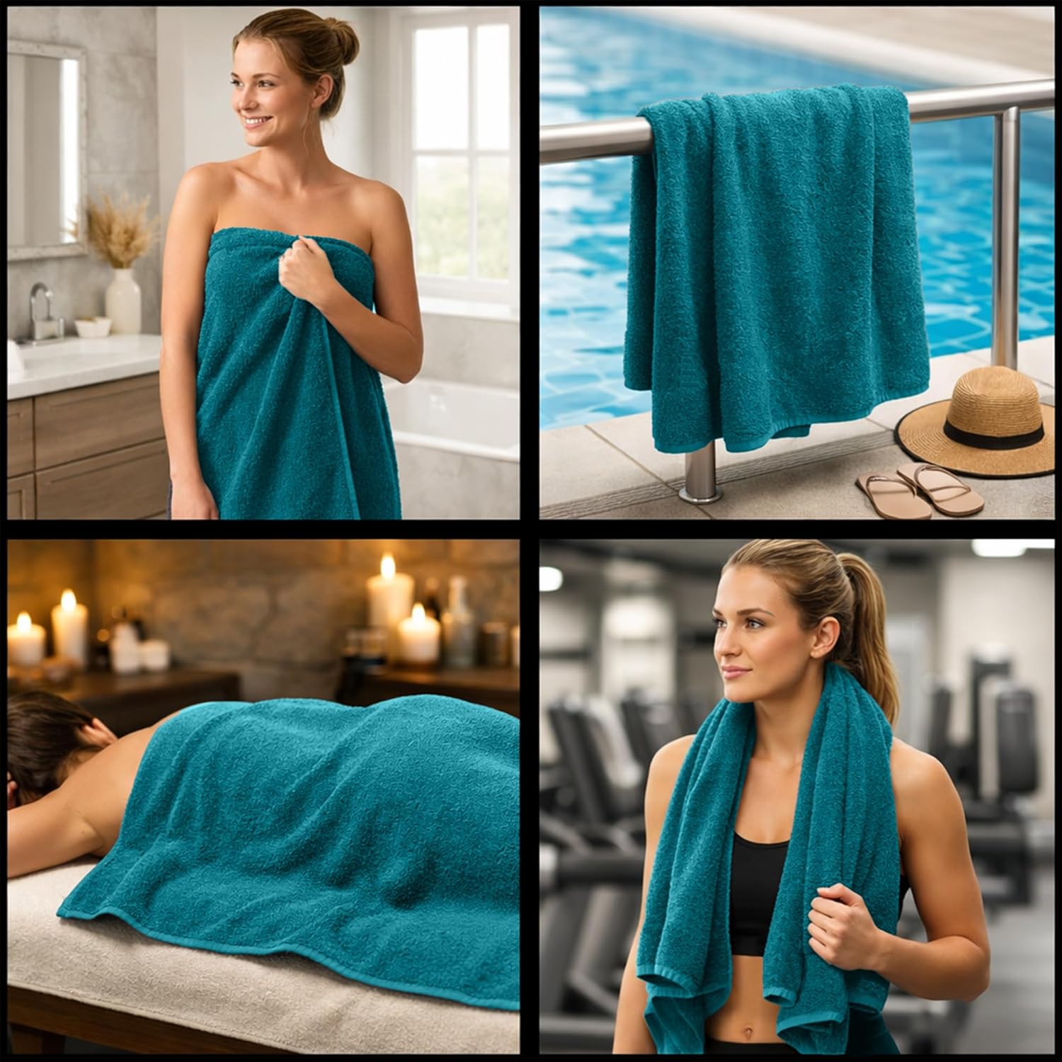 RIVERSIDE Pack of 2 Extra Large Bath Sheets 35 x 70 Inches - 100% Ring Spun Cotton Hotel Quality Oversized Bath Towels - Super Soft, Highly Absorbent & Quicker to Dry - Teal