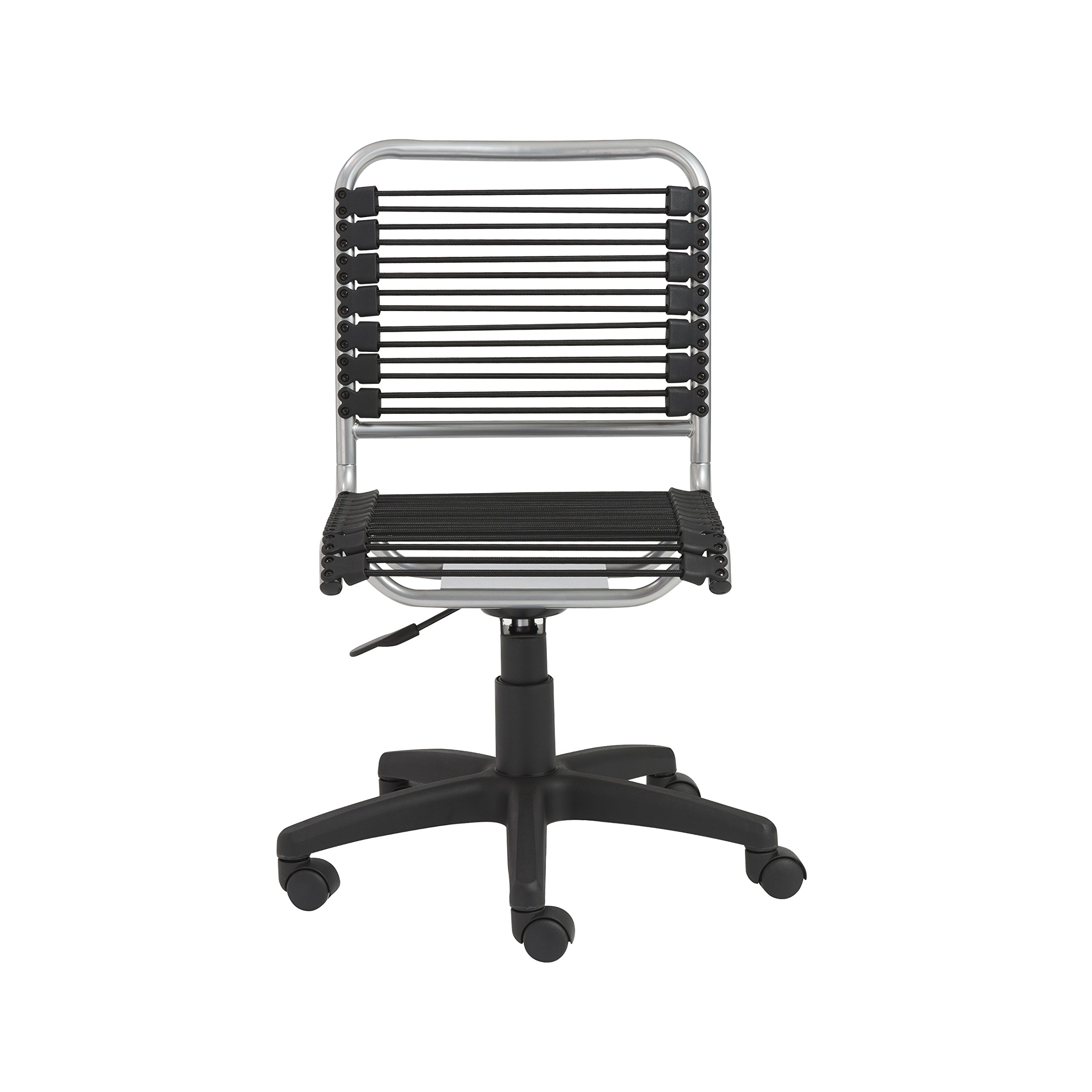 Euro Style Bungie Low Back Adjustable Office Chair, Black Bungies with Aluminum Frame