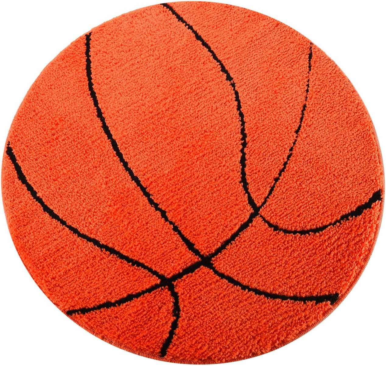 MSYA Cute Basketball Rug 35” Round for Boys Room Decor, Kids Room & Game Room | Fluffy Non-Slip Washable Area Rug for Basketball Room Decor, Men Room & Aesthetic Sports Decor