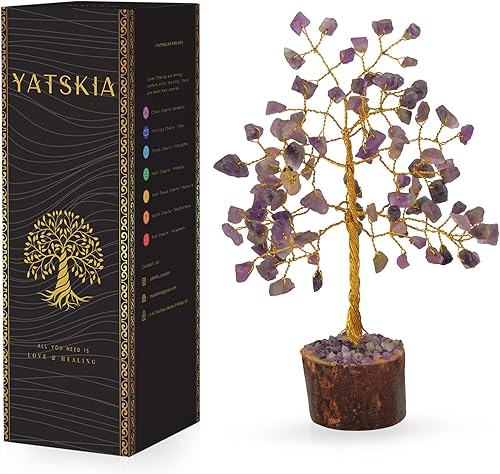 Árbol de cristal de amatista, decoración de árbol de piedras preciosas, árbol de dinero de Feng Shui, árbol de cristal bonsái, cristal de amatista