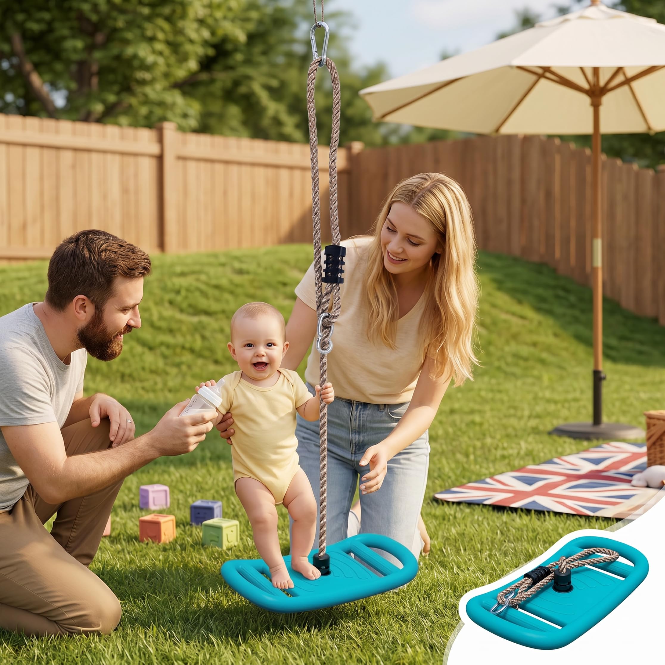 Columpio de árbol Ideal para niños sentados/tirando/de pie Columpio Ideal para Juegos en Interiores y Exteriores Ejercicio Ajustable y Actividad Divertida para niños de 60 Pulgadas