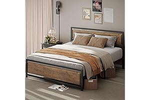 Gizoon Queen Metal Frame with Wooden Headboard