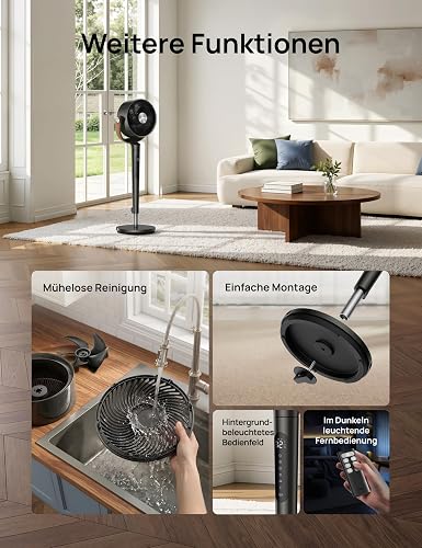 Dreo 43 Inch Smart Standing Fan for Bedroom, 100ft Strong Airflow Fan, DC Motor Silent Floor Fans, 120°+105° Oscillating Pedestal Fans with 12H Timer, 6 Modes, WiFi/Alexa/Remote Control - 8