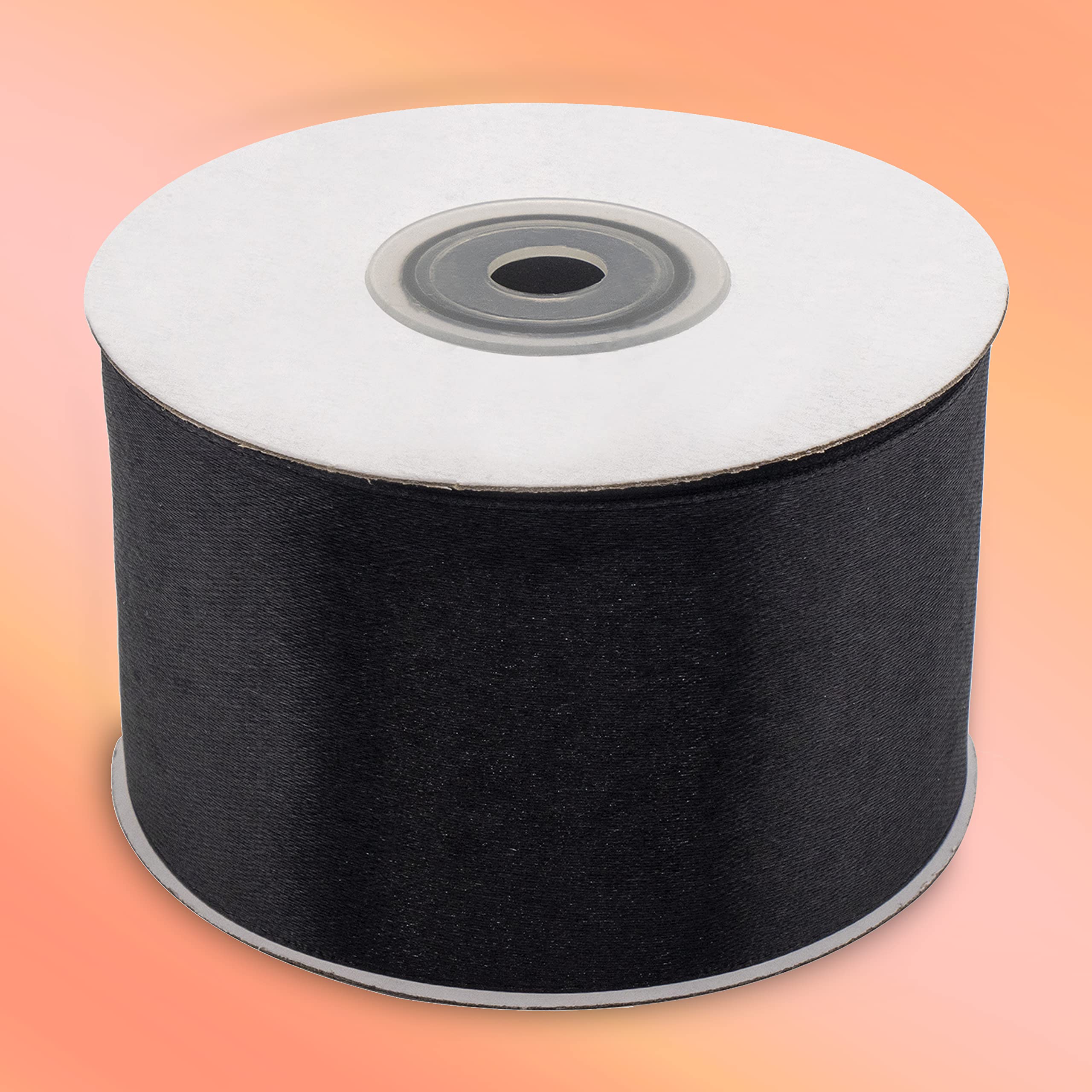 Nastro Rotolo da 50 mm in Doppio Raso Nero Bobina da 25 metri Nastrino Spessore 5 cm per Matrimonio Battesimo Natale Capodanno Idea Regalo Bomboniera