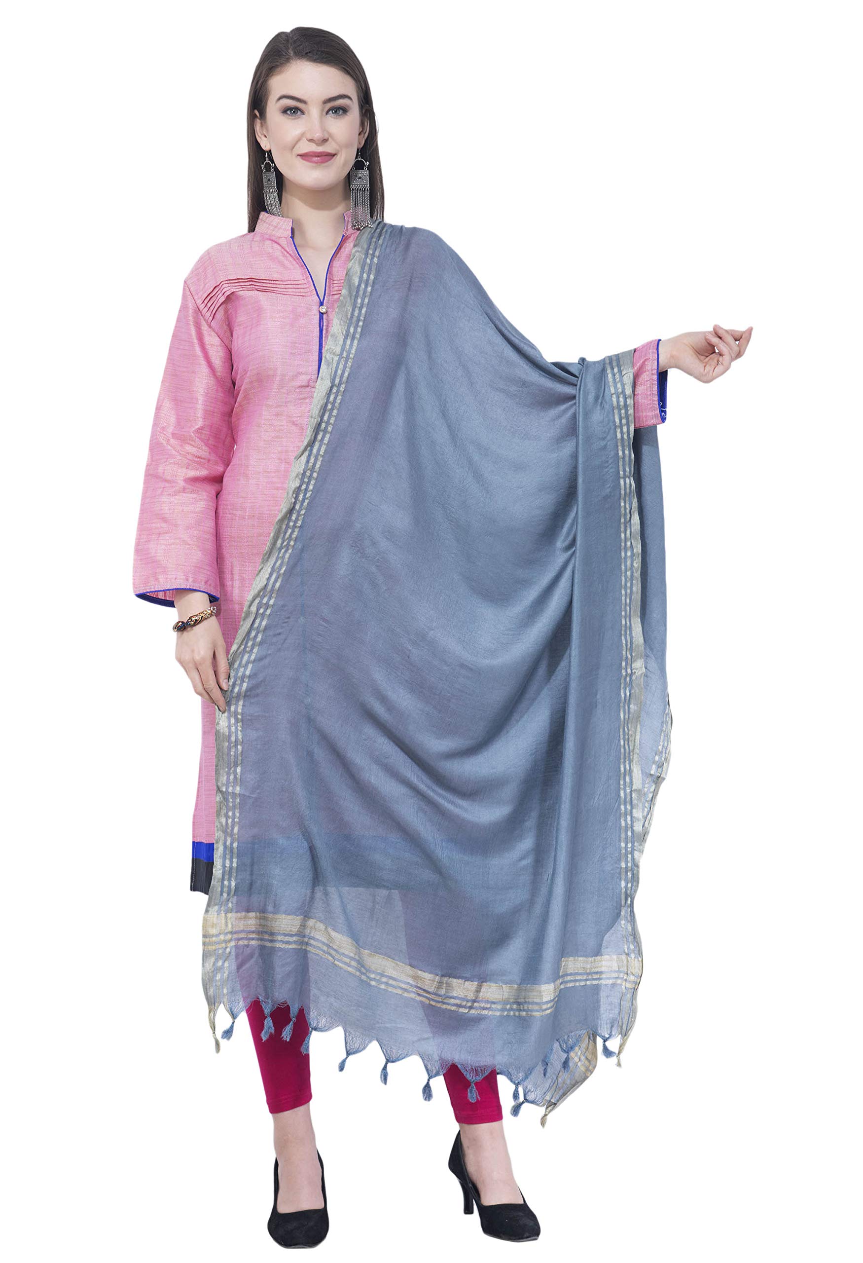 a r silk Women's Plain / Solid Cotton Dupatta (ARS0155_Gray_Free Size)-picture-17