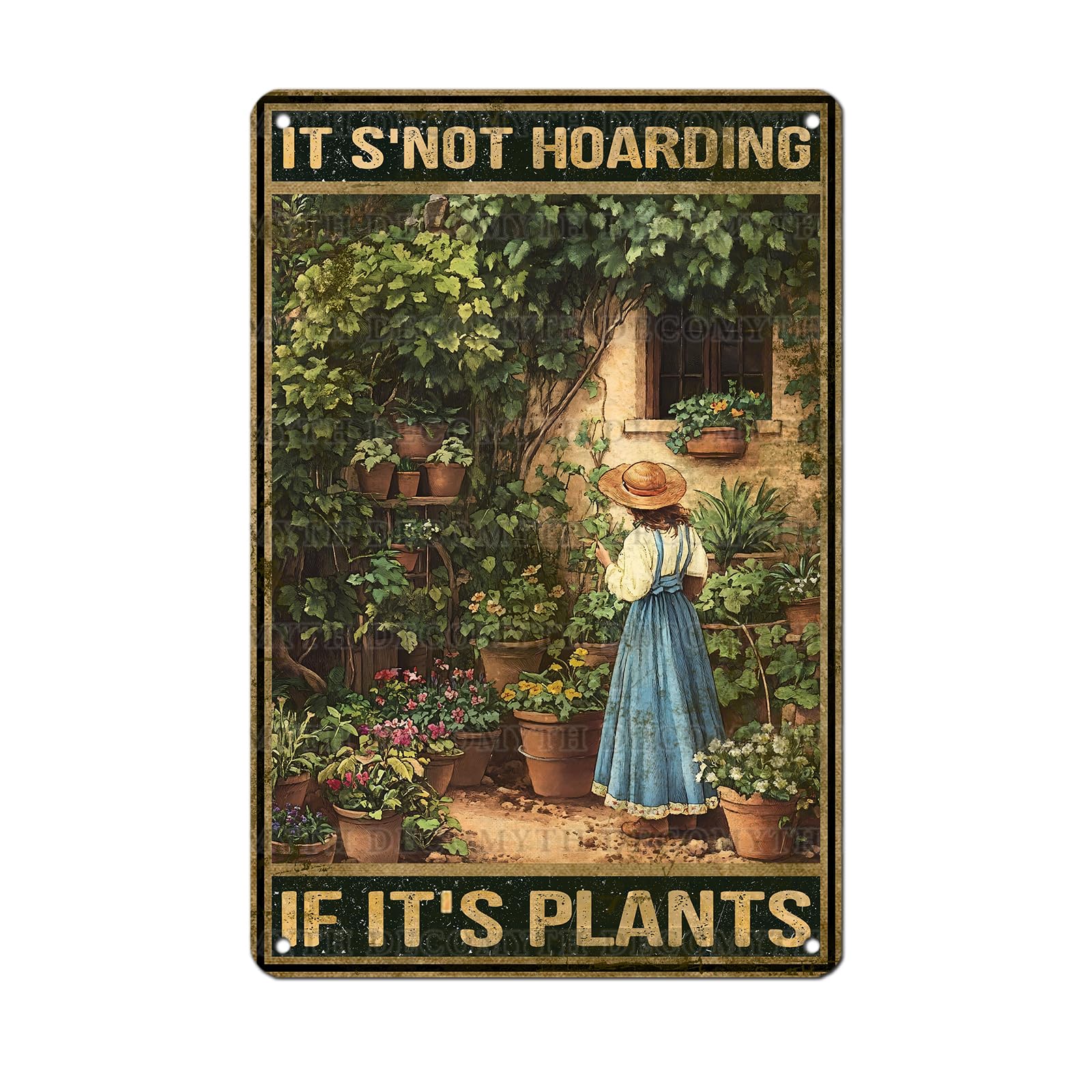 Gardening Vintage Tin Sign It‘s Not Hoarding If Plants Metal for Home Garden Living Room Bedroom Outdoor Decor 8"x12"