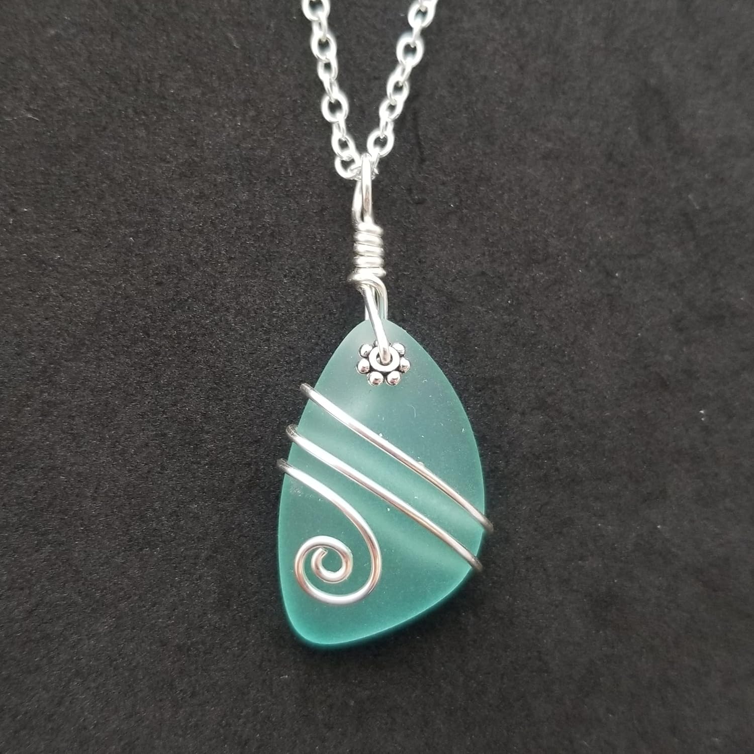 Handmade in Hawaii, wire wrapped sea glass necklace, (Hawaii Gift Wrapped, Customizable Gift Message)