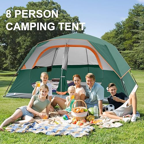 Miniatura 8 de CAMPROS CP Tent 68 Person Camping Tents, Waterproof Windproof Family Tent with Top Rainfly, Large Mesh Windows, Double Layer, Easy Set Up, Portable