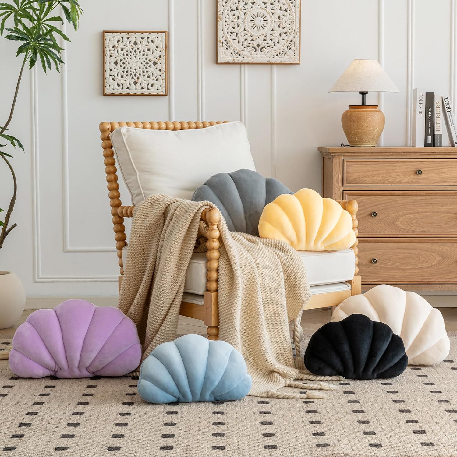 Shell Pillow, Shell Shaped Decorative Throw Pillows with Velet for Couch Bed, Cute Seashell Beachy Room Decor Aesthetic Throw Pillows for Bedroom Living Room(18x13 Inches, Dusty Blue)