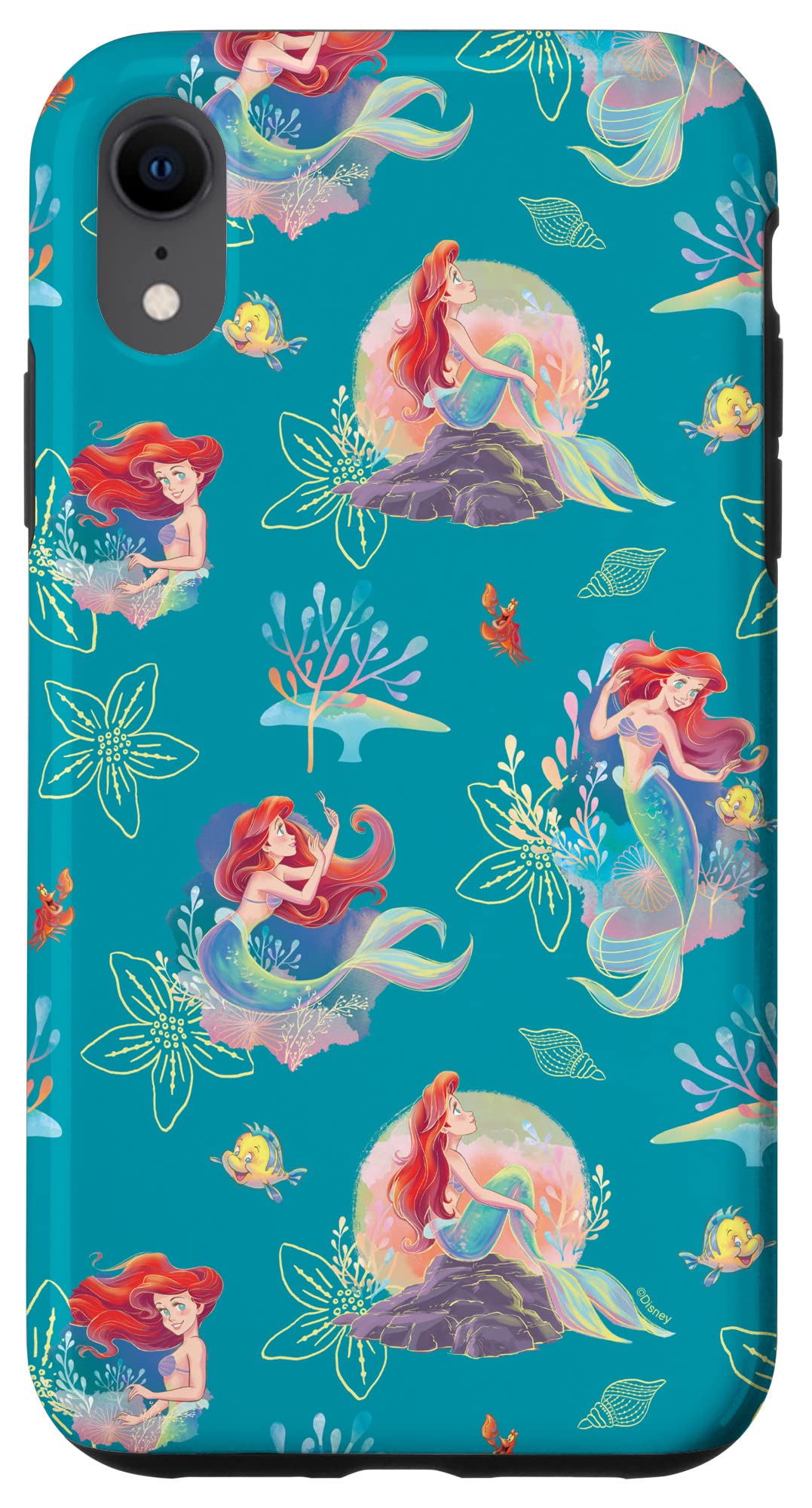 Custodia per iPhone XR Disney Princess Ariel Flounder e Sebastian sotto il mare