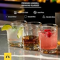 Vista 2 de LEMONSODA Lowball Marino Rocks Vaso, cristalería de barra clásica para mojito, whisky, cóctel, cócteles sin alcohol y vaso de agua potable, 10 onzas