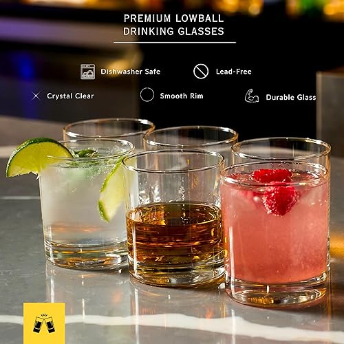 Miniatura 2 de LEMONSODA Lowball Marino Rocks Vaso, cristalería de barra clásica para mojito, whisky, cóctel, cócteles sin alcohol y vaso de agua potable, 10 onzas