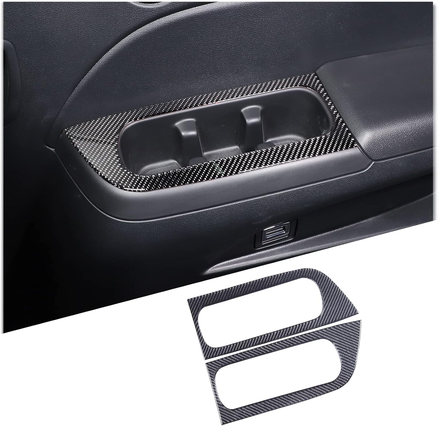 2PCS 3rd Row Seat Side Cup Holder Frame Sticker for Honda Pilot 2016-2022, Soft Carbon Fiber Automotive Cup Holder Cover Interior Accessories