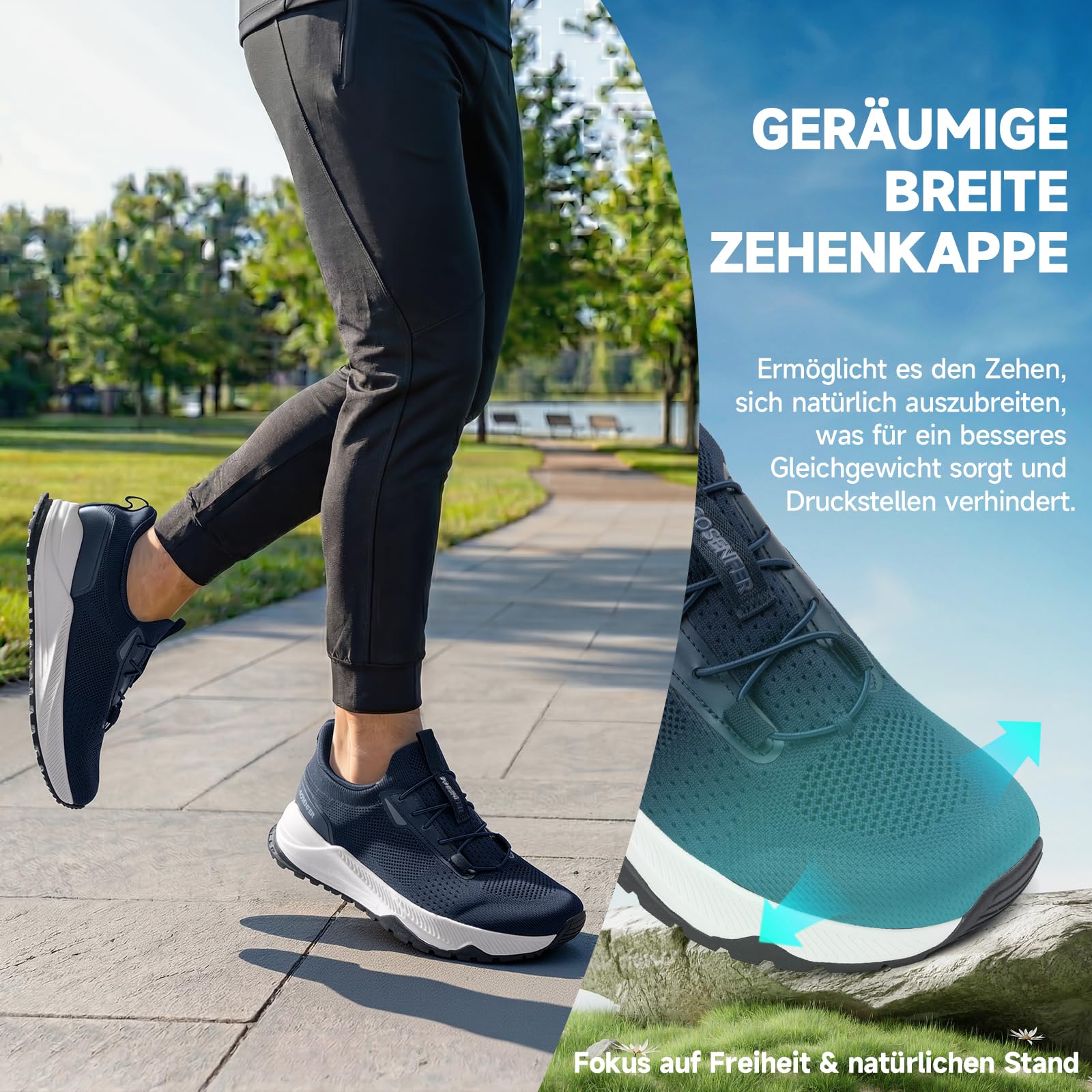 Sosenfer Slip on Baskets pour homme pour pieds larges, chaussures de randonnée respirantes et antidérapantes pour homme