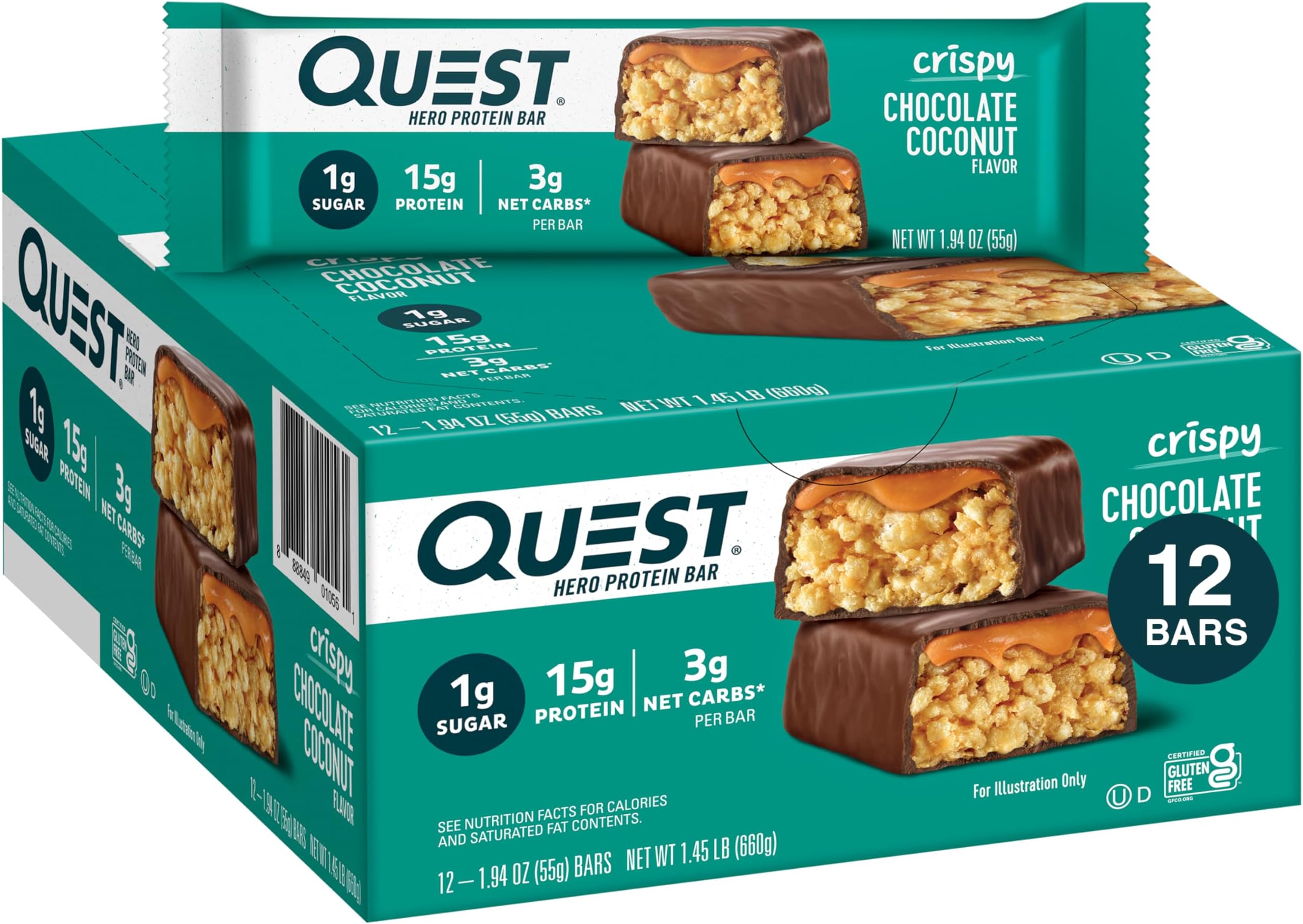 Quest Chocolate Coconut Hero Bar - 12ct