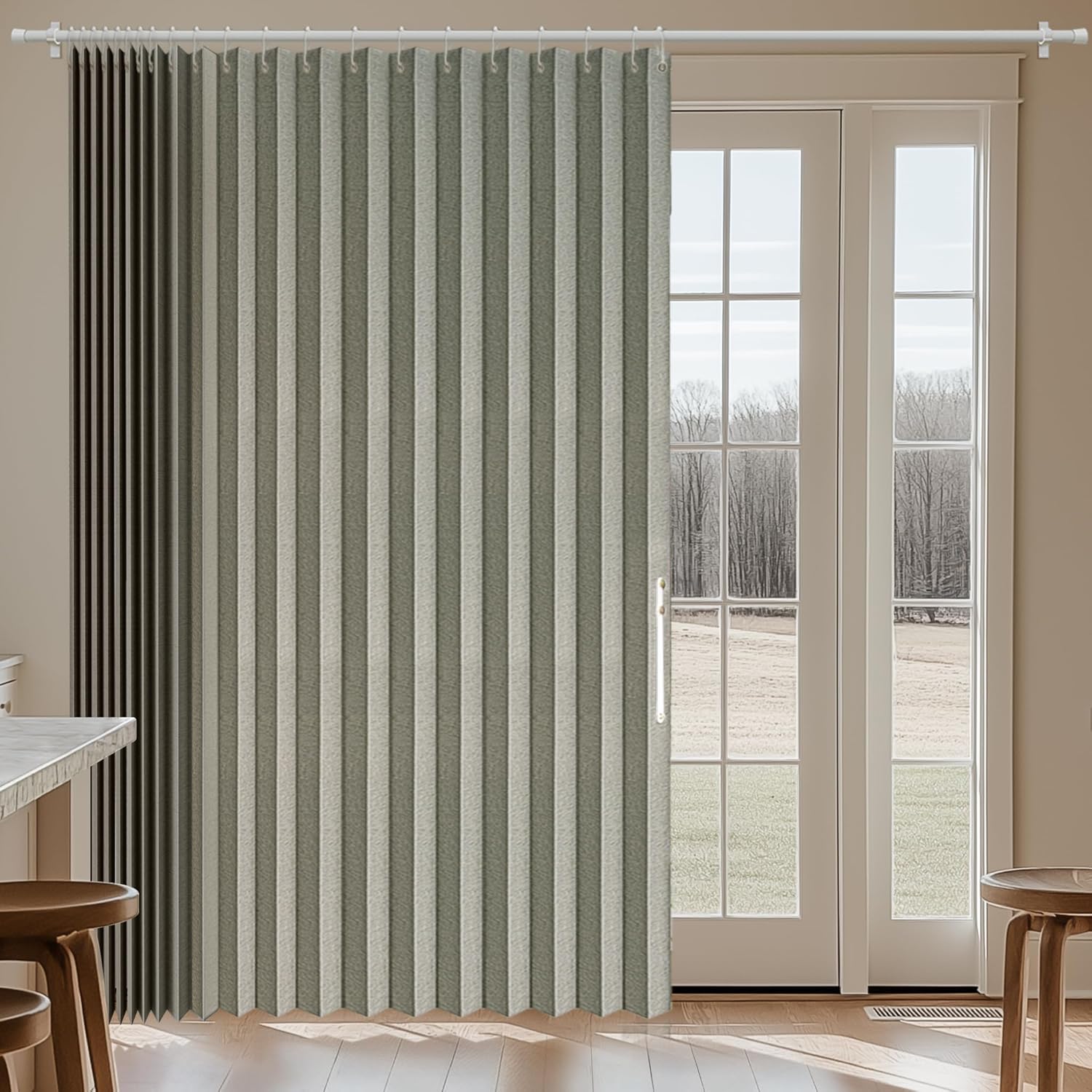 100% Blackout Curtains Patio Door Curtain Accordion Door Sliding Door Curtains Extra Wide Blackout Curtains Used for Room Divider (Grey 98" W x 78" L) Grey 98"W x 78"L (Pack of 1)