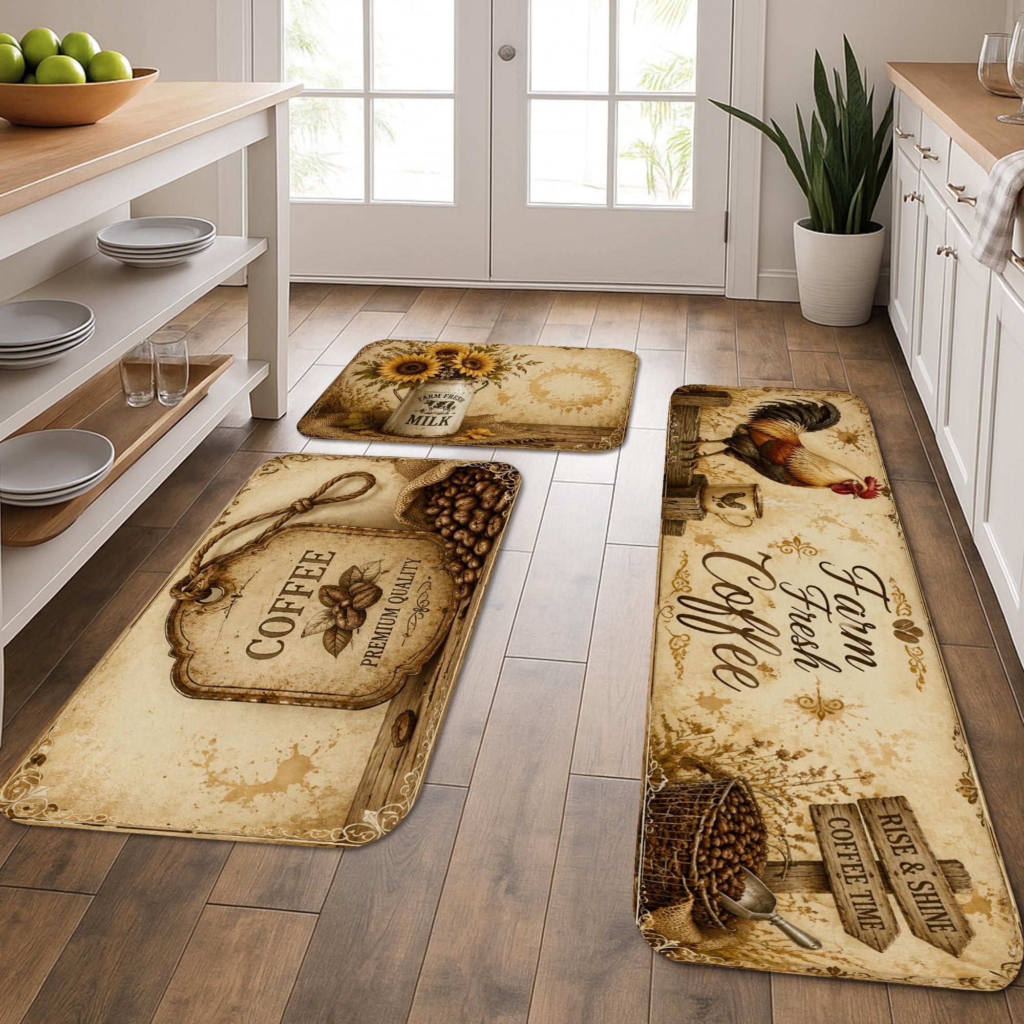 Tapis de cuisine confortable lot de 3 vintage doux pour soulager vos pieds