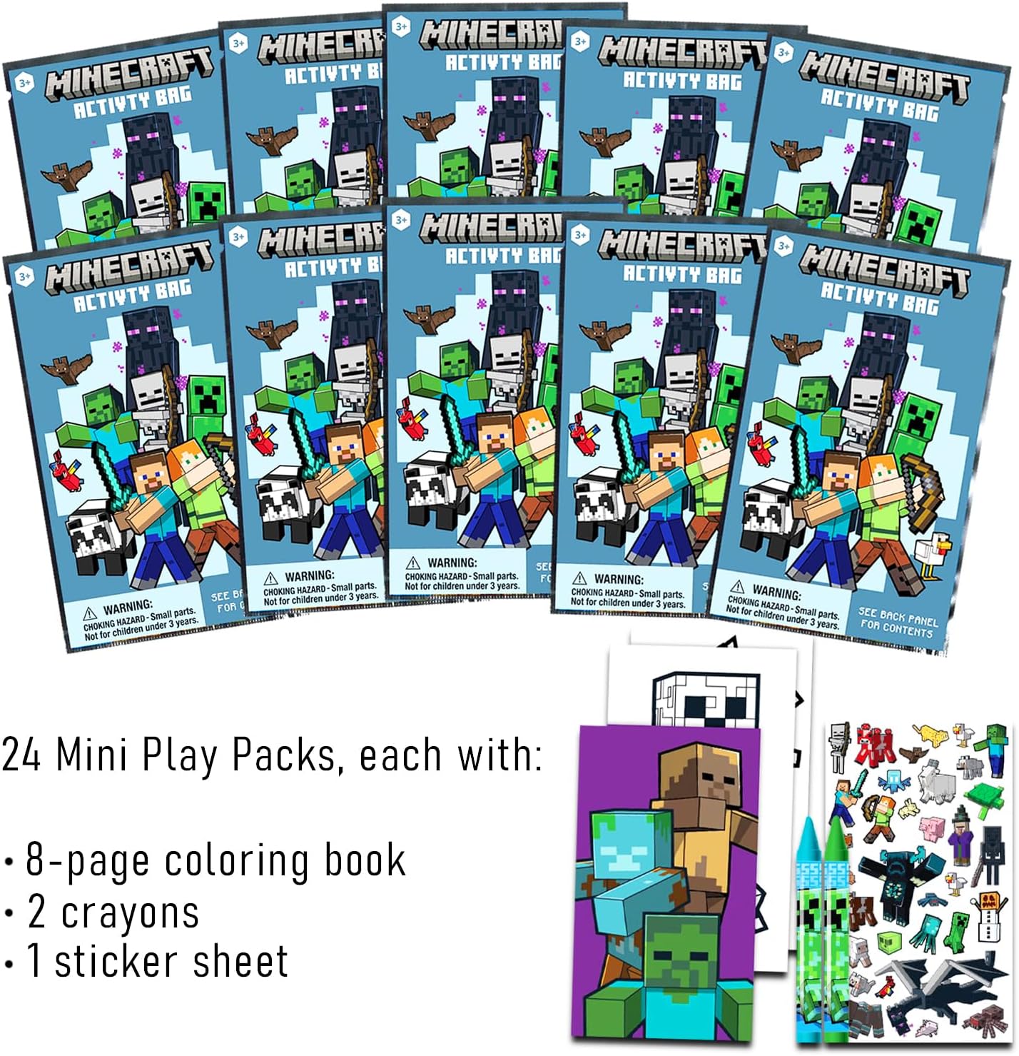 Bulk Kids Minecraft Party Favors Bundle - 48 Mini Activity Packs (24 Sets) image 3