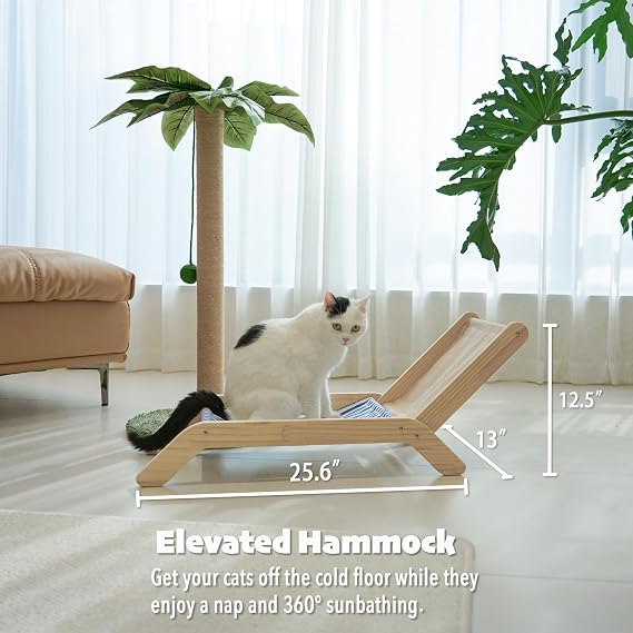 PETKARAY Cat Scratching Post with Cat Beach Chair & Cat Felt Tunnel