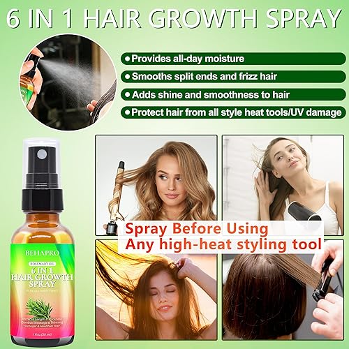 Miniatura 5 de Aceite de romero para el crecimiento del cabello con suero para el crecimiento del cabello, spray para el crecimiento del cabello 6 en 1 con