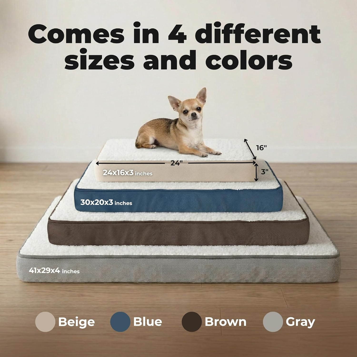 Best Pet Supplies Orthopedic Dog Bed with Memory Foam, Washable Dog Crate Mat for Small, Medium & Large Dogs, Thick Mattress for Crates, Kennels or Floor, Waterproof Pet Bed - Brown, 41 x 29 x 4
