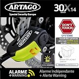 ARTAGO 30X14 Blocca Disco per Moto Alta Gamma, Senza o Con Allarme Don't Touch 120dB, Antifurto Omologato SRA e SSG, Lucchetto Alta Sicurezza Anti-Trapano 5mm, Doppia Chiusura Acciaio Temperato ø14mm - 4