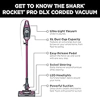 Vista 12 de Shark HV371 Rocket Pro DLX Aspiradora de Palo con Cable, Aspiradora de Mano Extraíble, Dirección Pivotante Avanzada, Copa XL, Herramienta